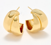 UltraFine 950 Silver Gold Tone Double Nested 7/8" Hoop Earrings